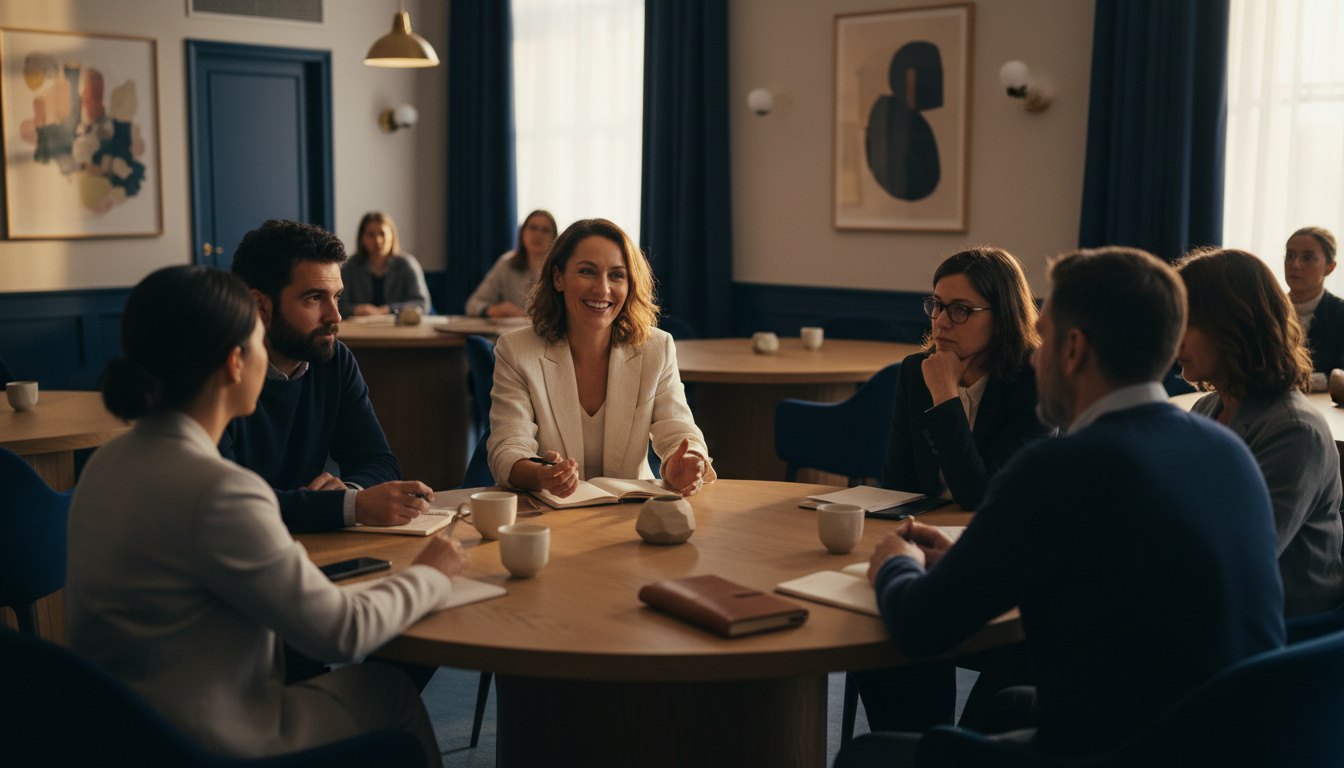 Jugendliche und Erwachsene erleben gemeinsam finanzielle Entscheidungen an einem Tisch.